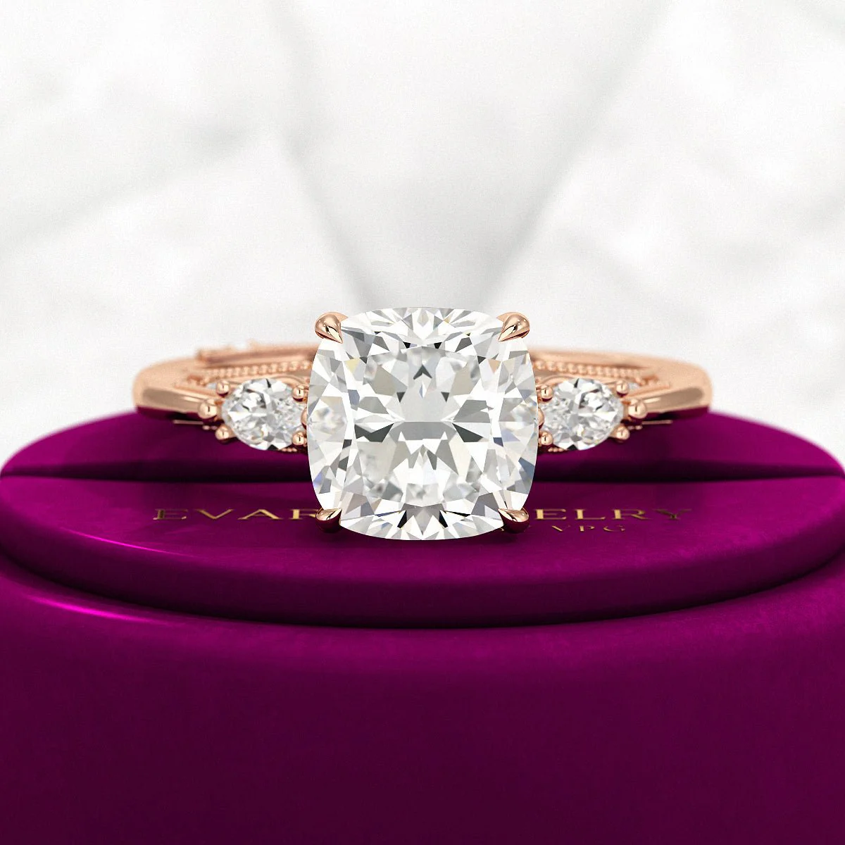 2.50 Carat Cushion Cut Diamond Vintage Art Deco Engagement Ring - Image 9