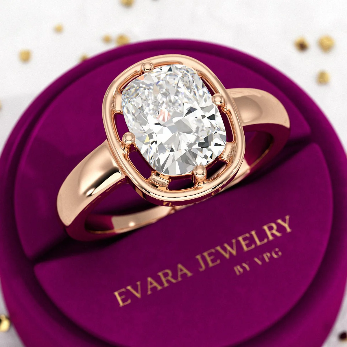 2.50 Carat Elongated Cushion Cut Diamond Minimalist Engagement Ring - Image 10