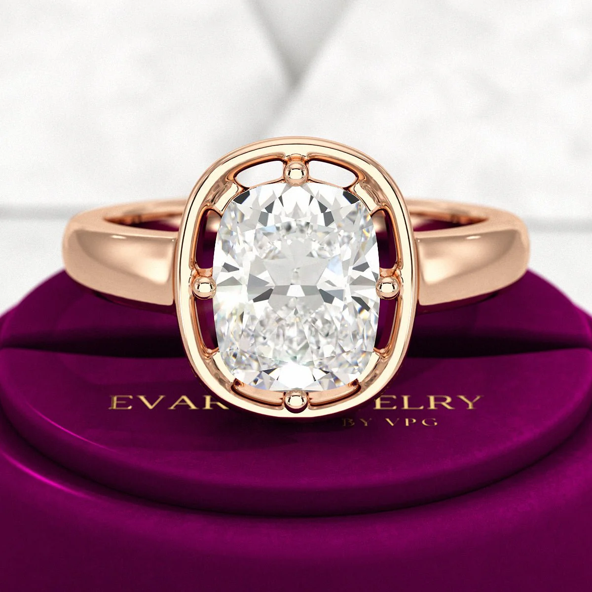 2.50 Carat Elongated Cushion Cut Diamond Minimalist Engagement Ring - Image 11