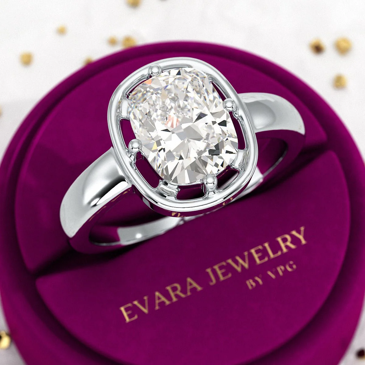 2.50 Carat Elongated Cushion Cut Diamond Minimalist Engagement Ring - Image 9