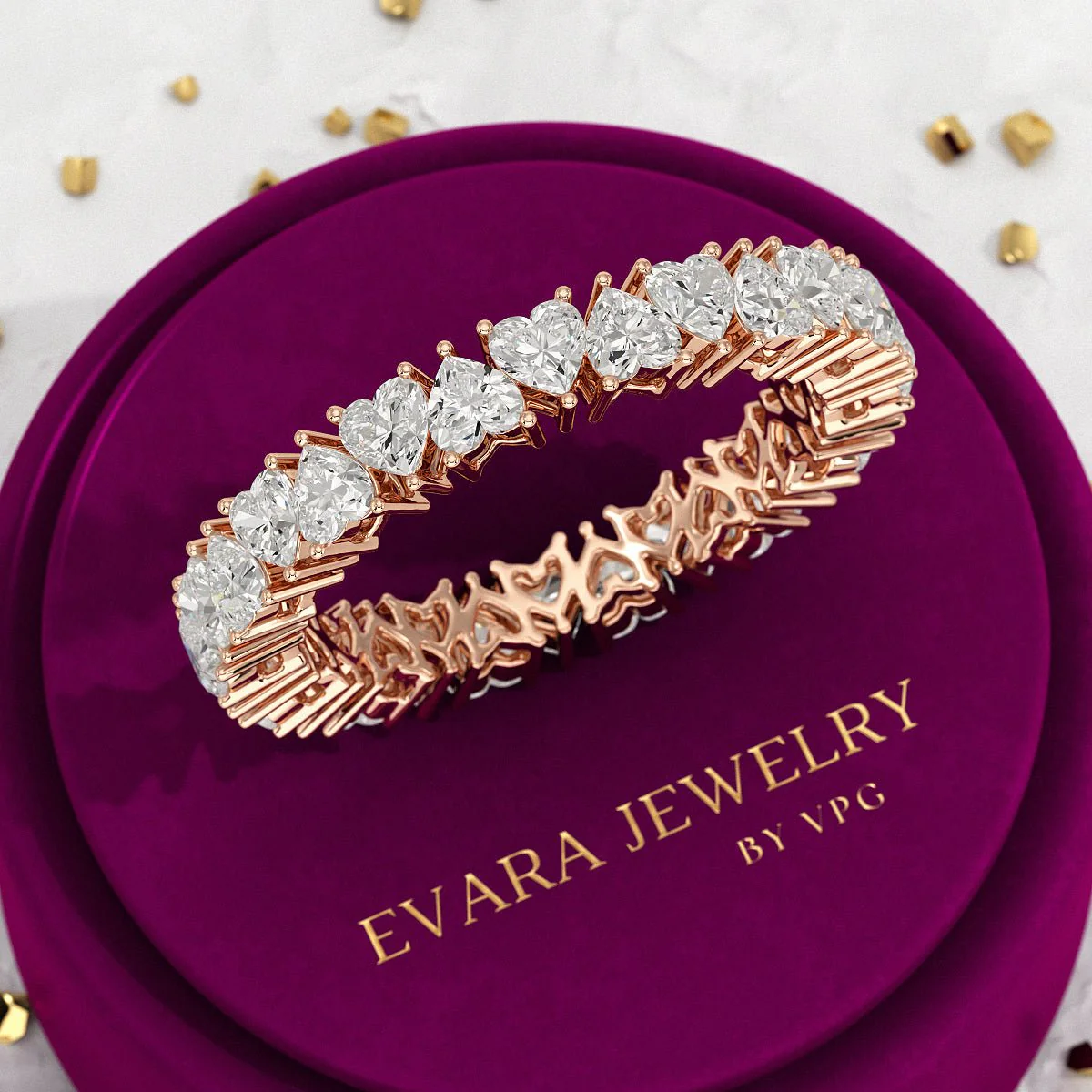 2.80 Carats Heart Cut Diamond Wedding Band - Image 8