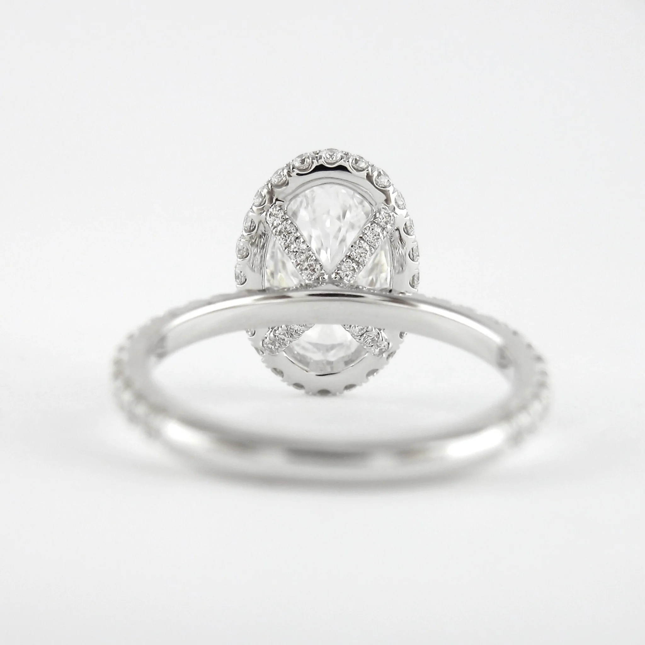 2 Carat Classic Oval Cut Diamond Halo Engagement Ring with Pave Band - Image 13