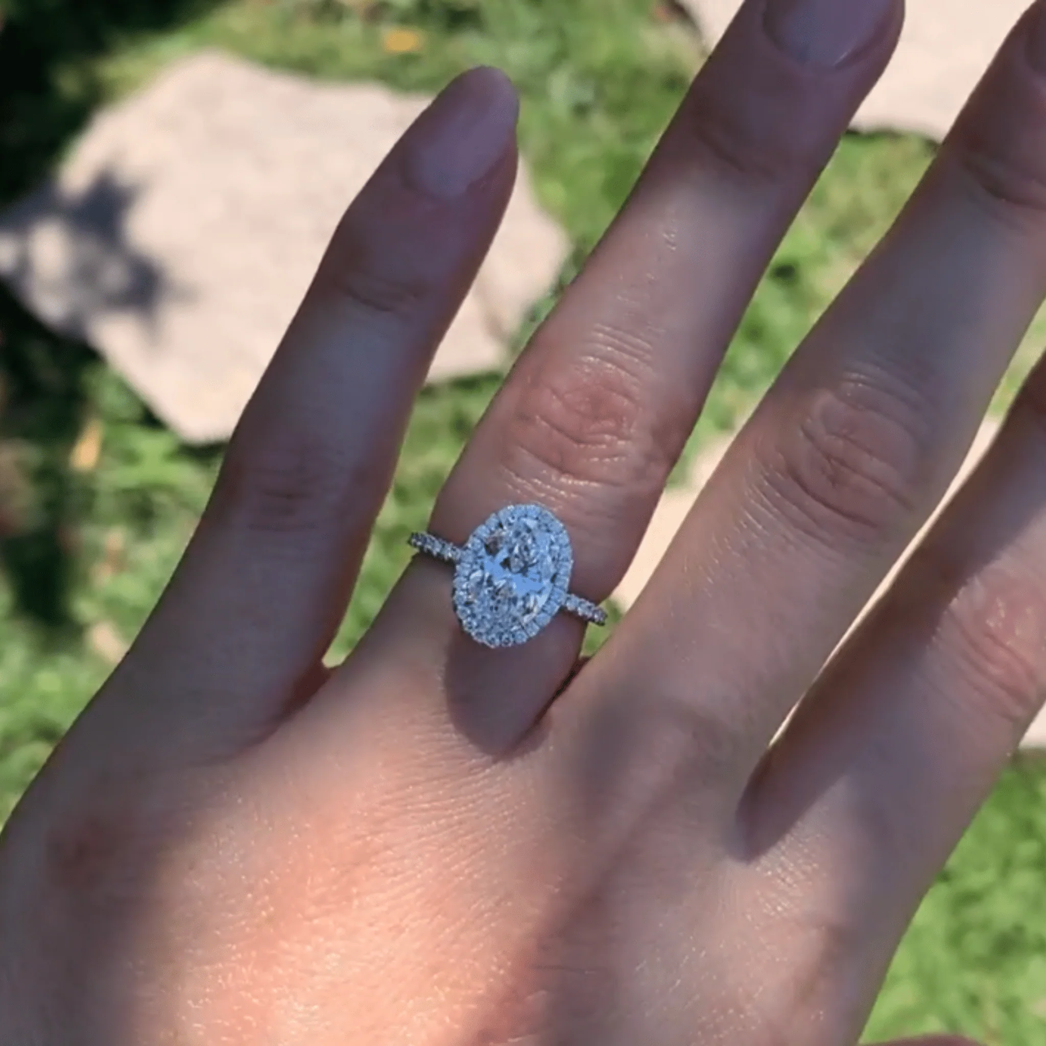 2 Carat Classic Oval Cut Diamond Halo Engagement Ring with Pave Band - Image 3