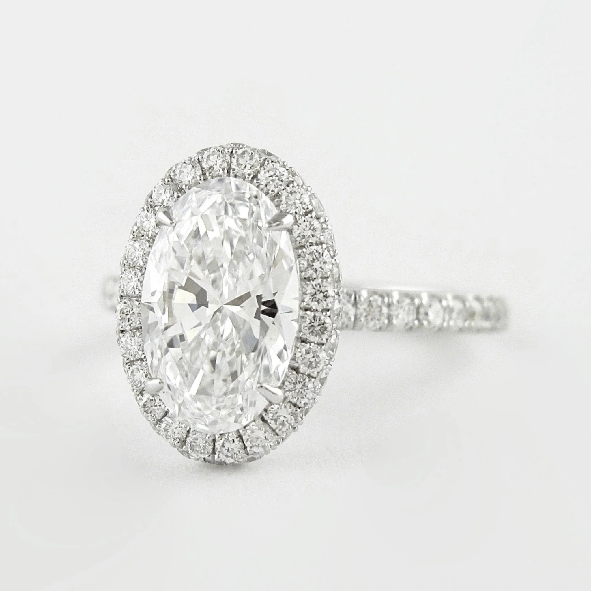 2 Carat Classic Oval Cut Diamond Halo Engagement Ring with Pave Band - Image 9