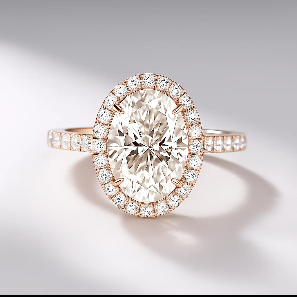 2 Carat Oval Cut Classic Halo Engagement Ring - Image 13