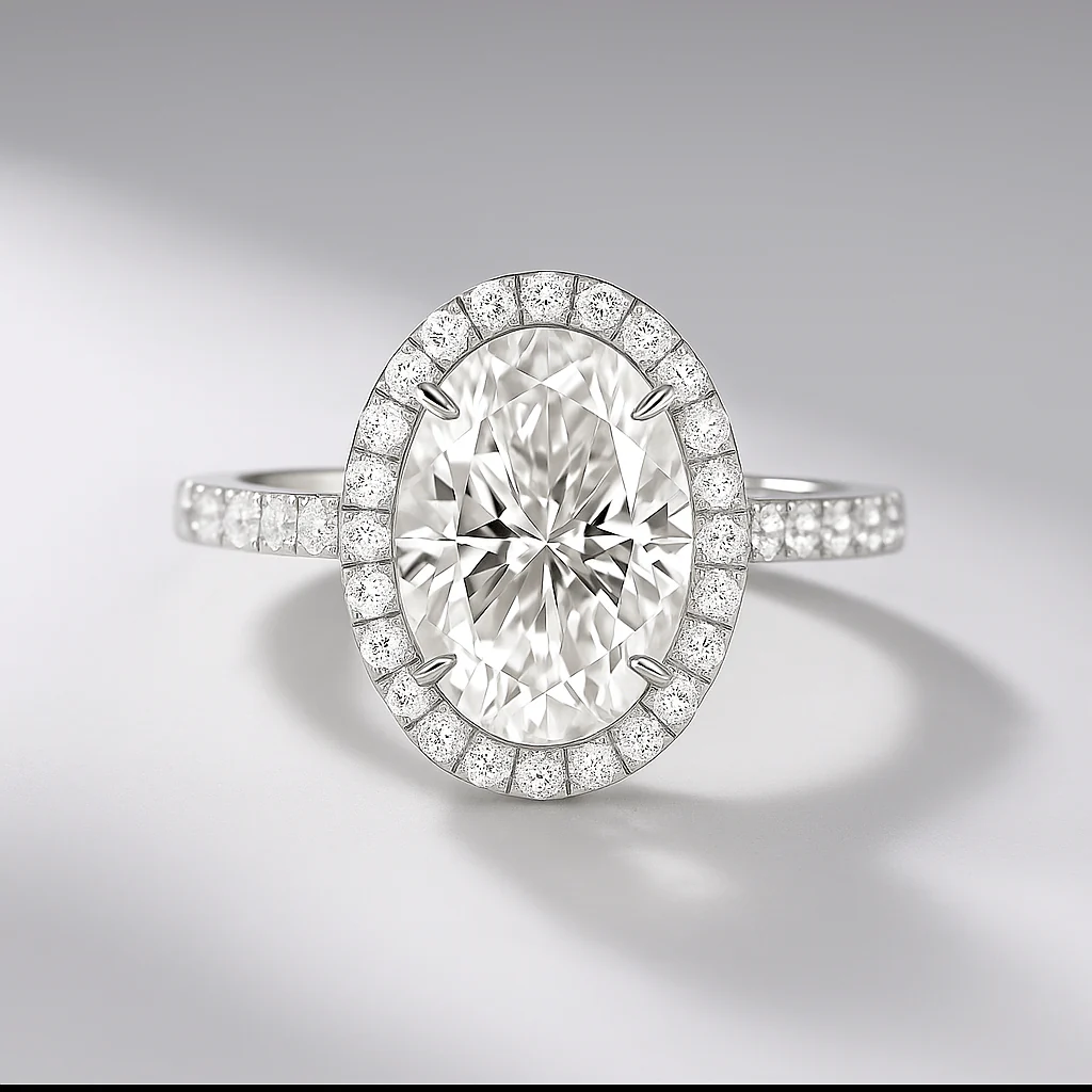 2 Carat Oval Cut Classic Halo Engagement Ring - Image 14