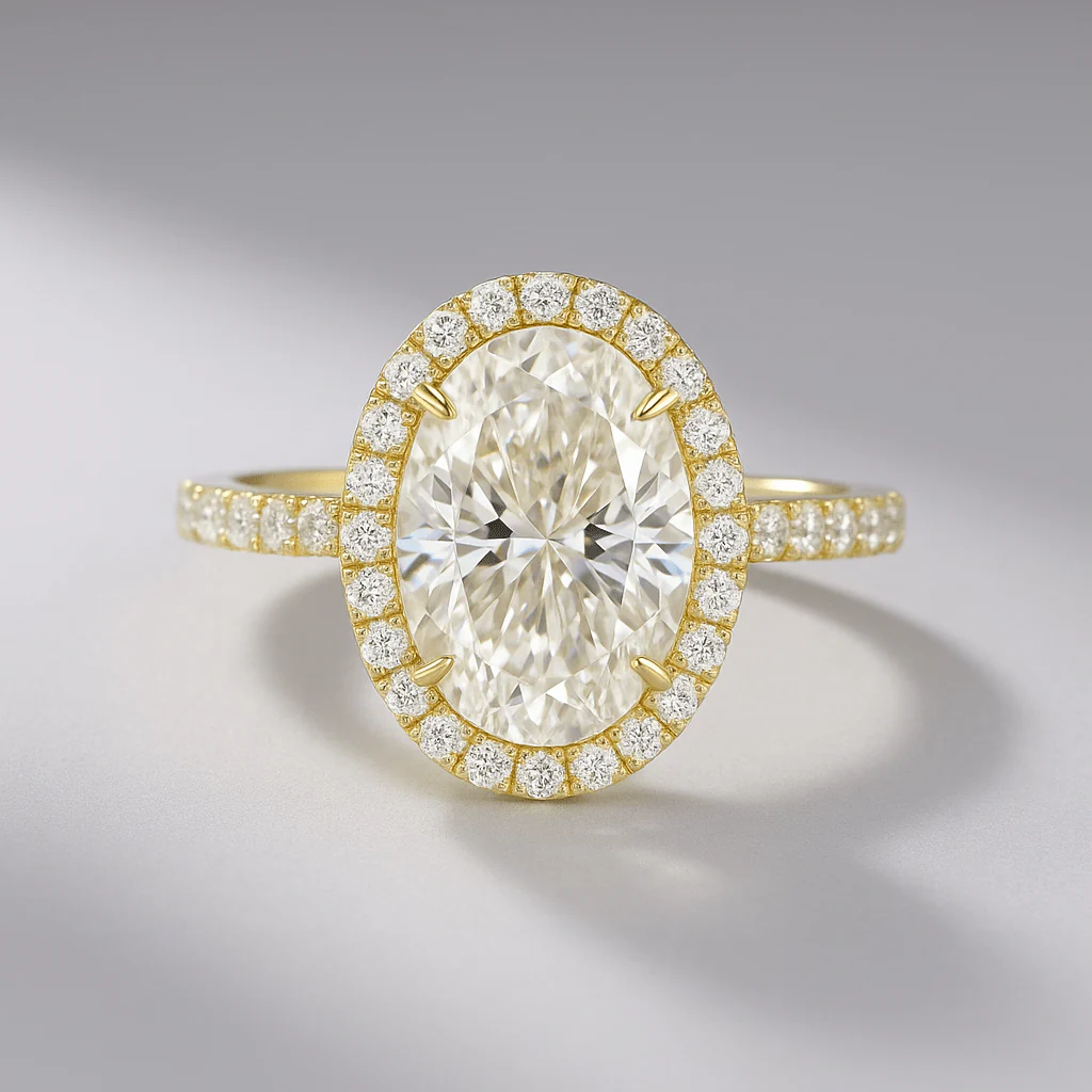 2 Carat Oval Cut Classic Halo Engagement Ring - Image 7