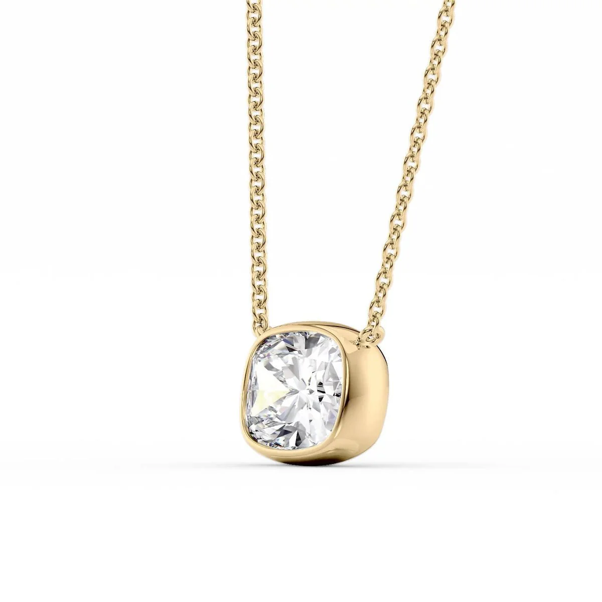 2 Carat Elongated Cushion Cut Diamond Bezel Pendant Necklace - Image 6