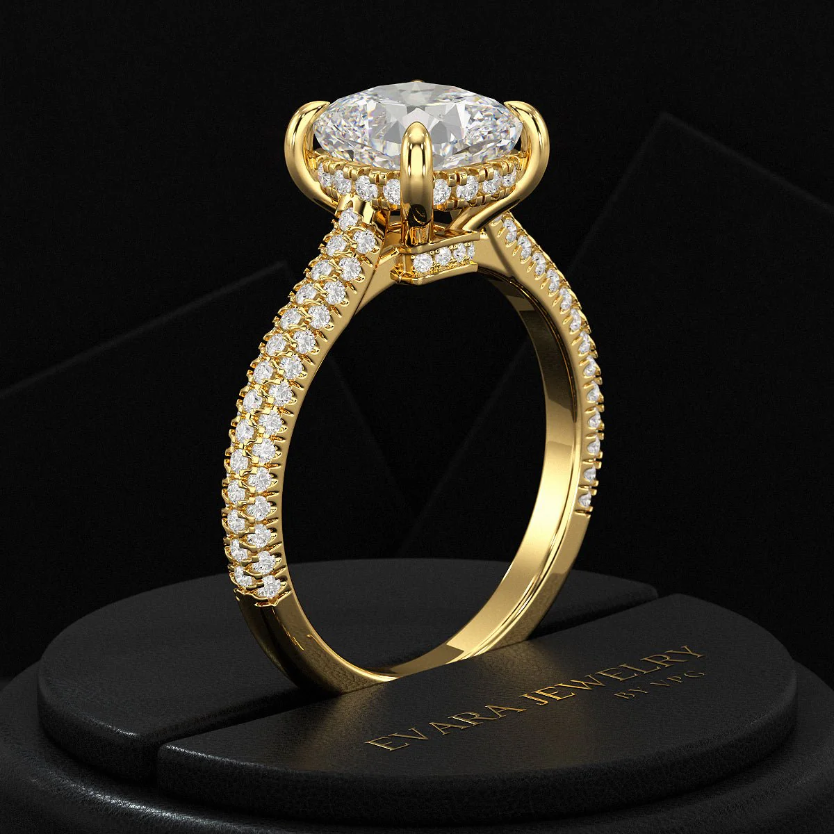 2 Carat Cushion Cut Diamond Engagement Ring with French Pave Band - Image 9