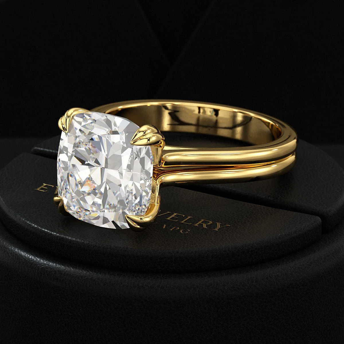 2 Carat Cushion Cut Lab Grown Diamond Twin Band Engagement Ring - Image 10