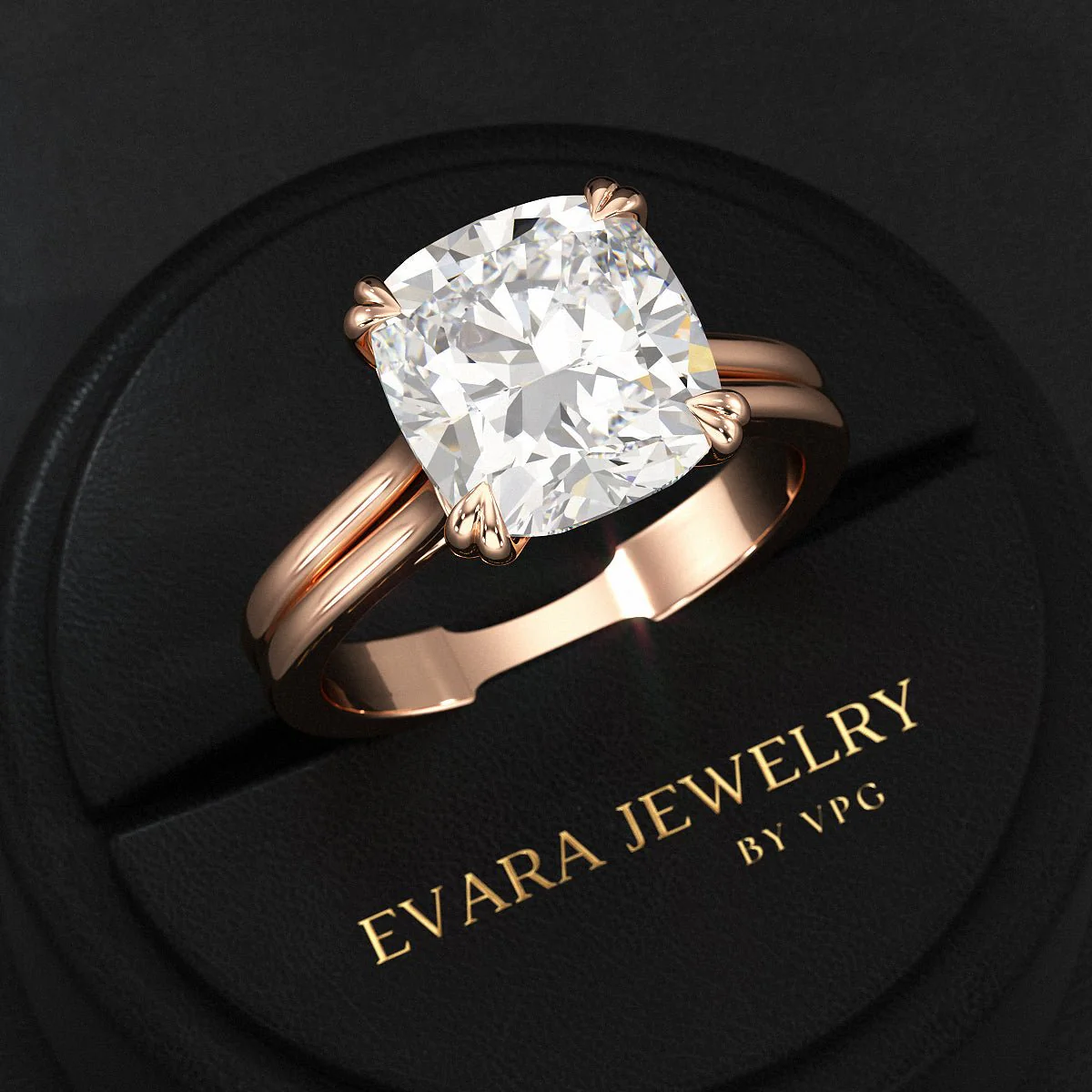2 Carat Cushion Cut Lab Grown Diamond Twin Band Engagement Ring - Image 11