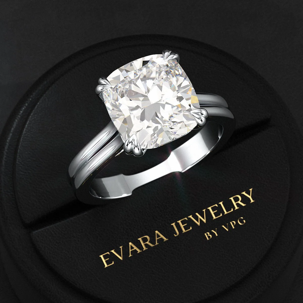 2 Carat Cushion Cut Lab Grown Diamond Twin Band Engagement Ring - Image 12