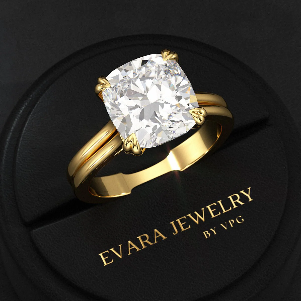 2 Carat Cushion Cut Lab Grown Diamond Twin Band Engagement Ring - Image 7