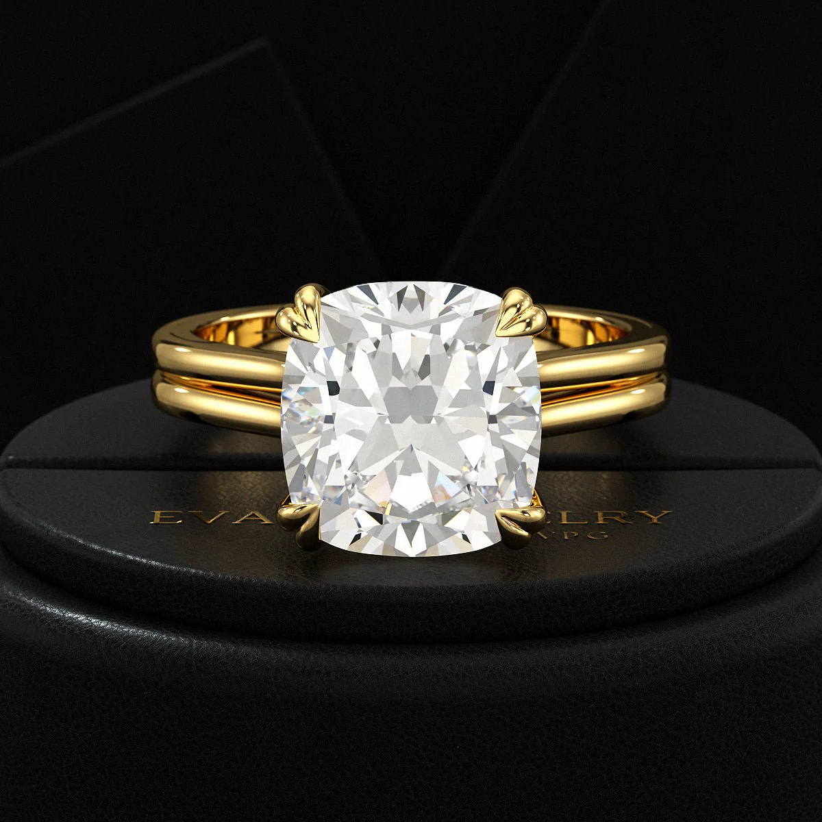 2 Carat Cushion Cut Lab Grown Diamond Twin Band Engagement Ring - Image 9
