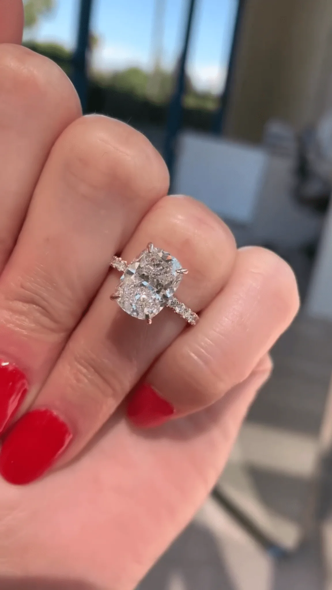 2 Carat Elongated Cushion Cut Diamond Engagement Ring - Image 3