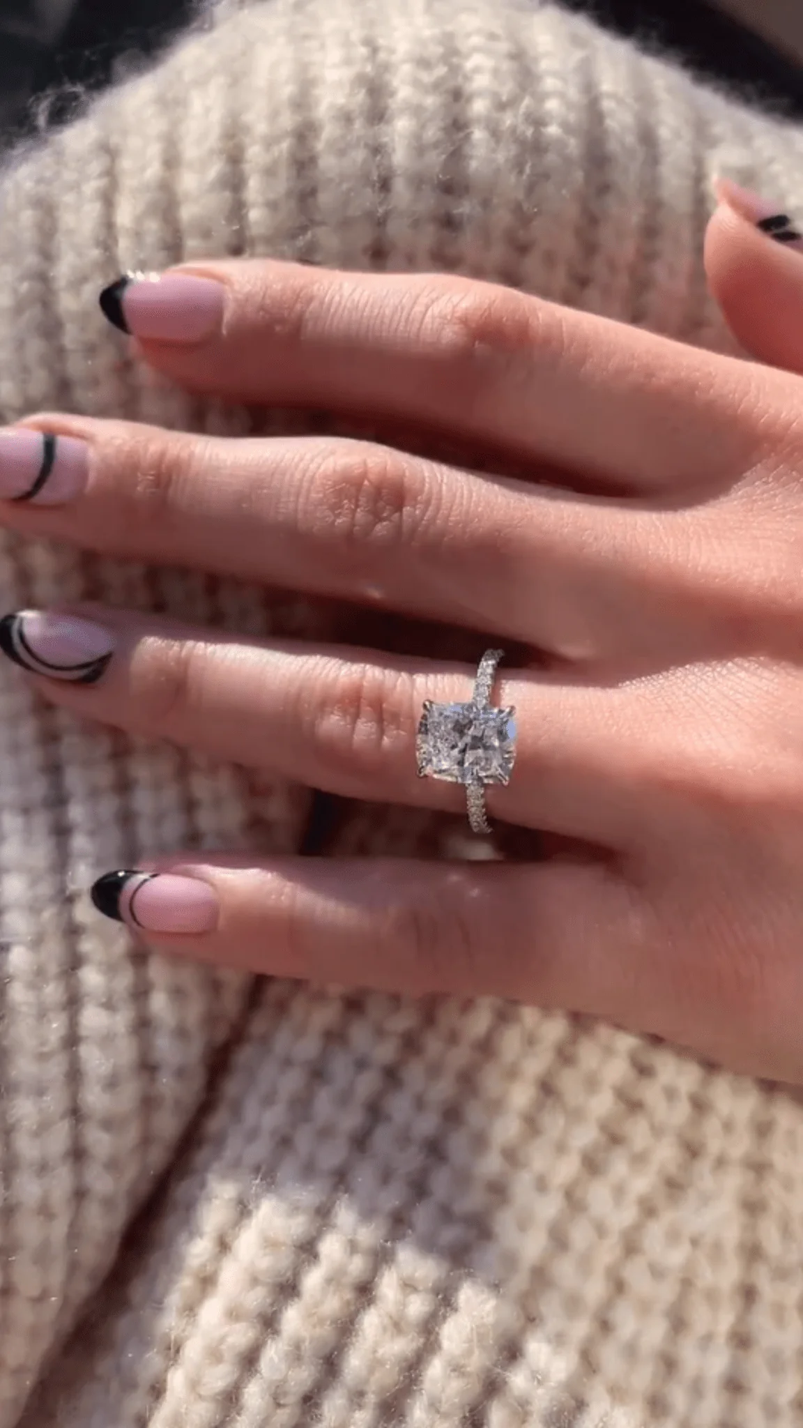 2 Carat Elongated Cushion Cut Diamond Engagement Ring - Image 6