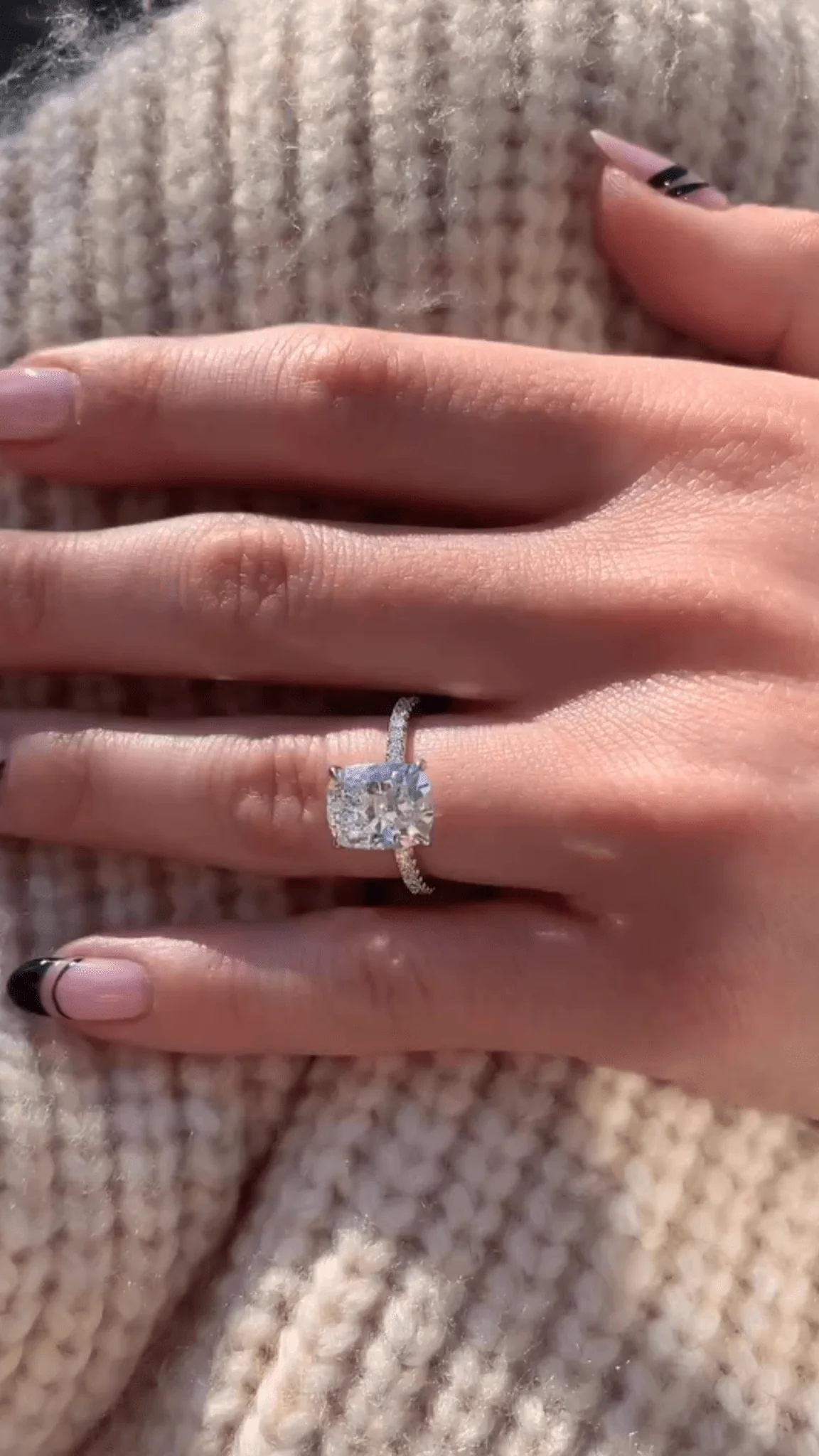 2 Carat Elongated Cushion Cut Diamond Engagement Ring - Image 7