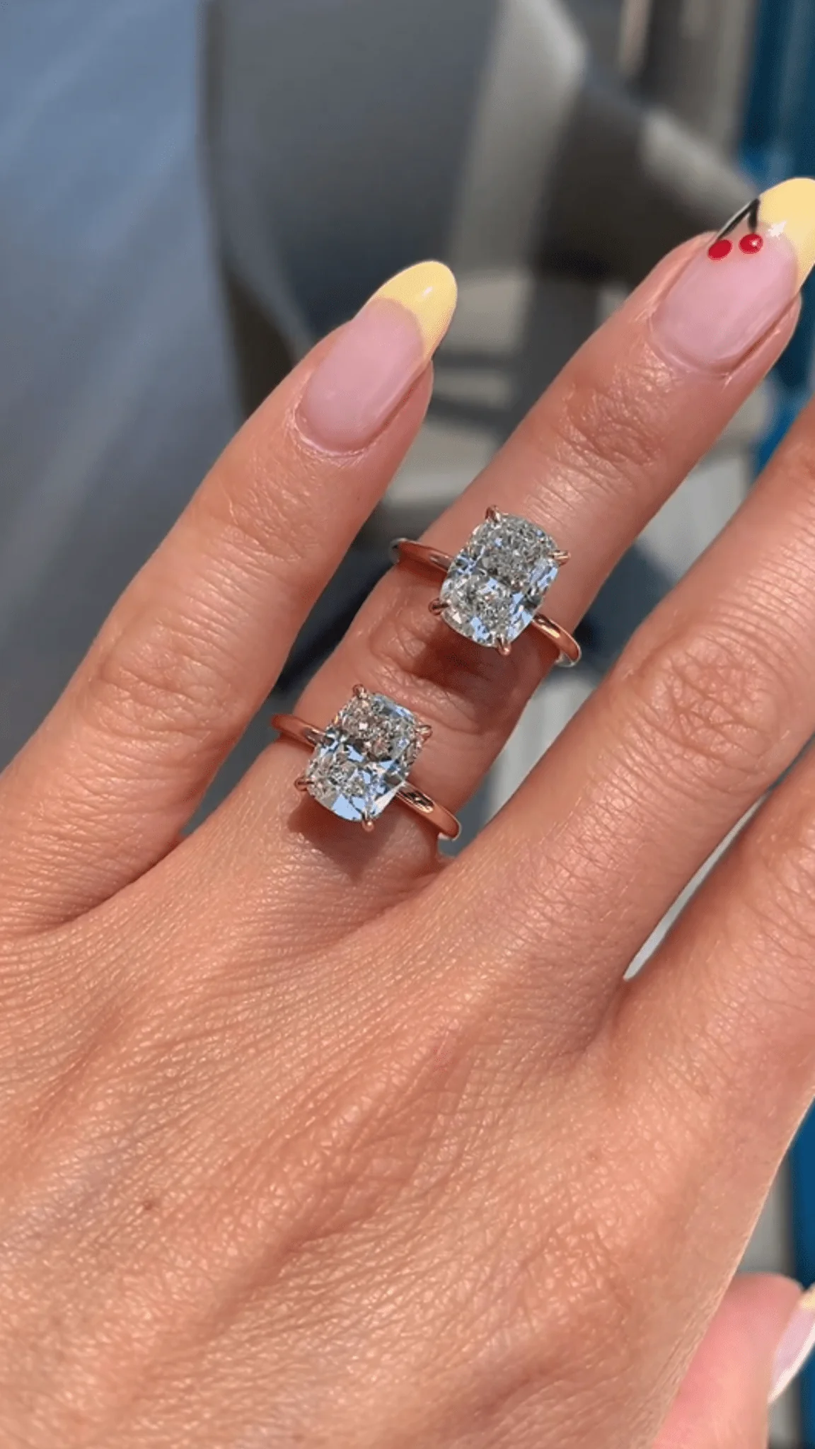 2 Carat Elongated Cushion Cut Two Tone Wedding Ring - Image 10