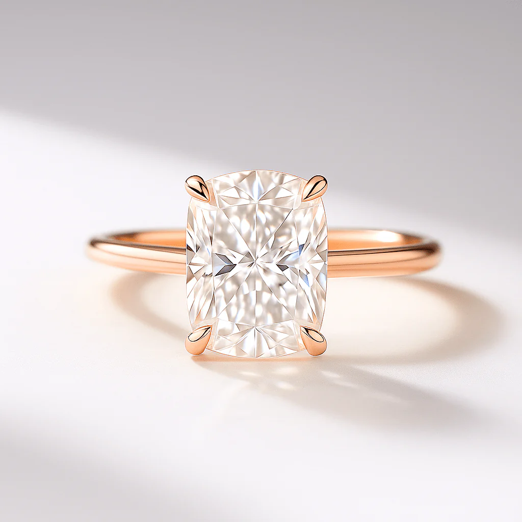 2 Carat Elongated Cushion Cut Two Tone Wedding Ring - Image 13