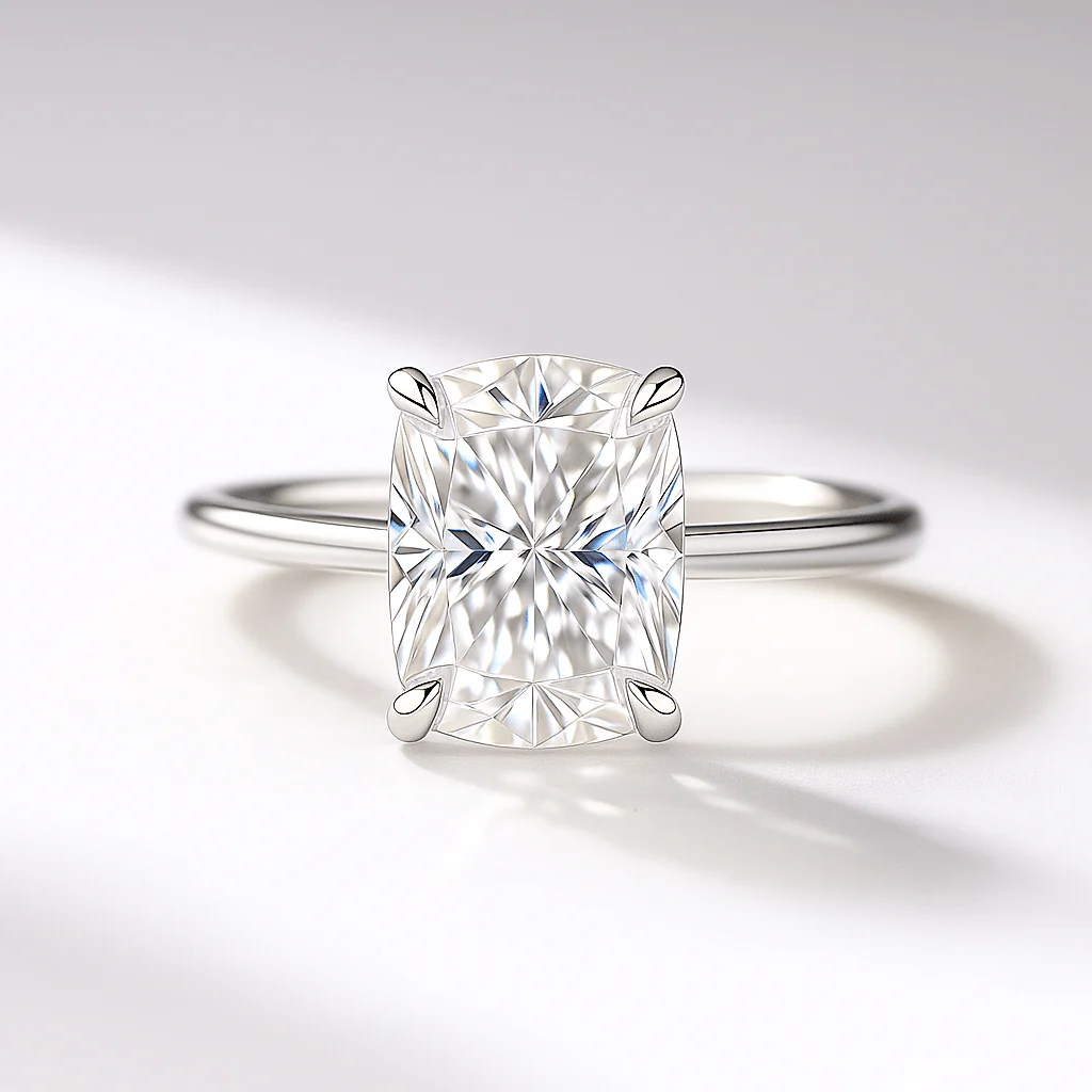 2 Carat Elongated Cushion Cut Two Tone Wedding Ring - Image 14