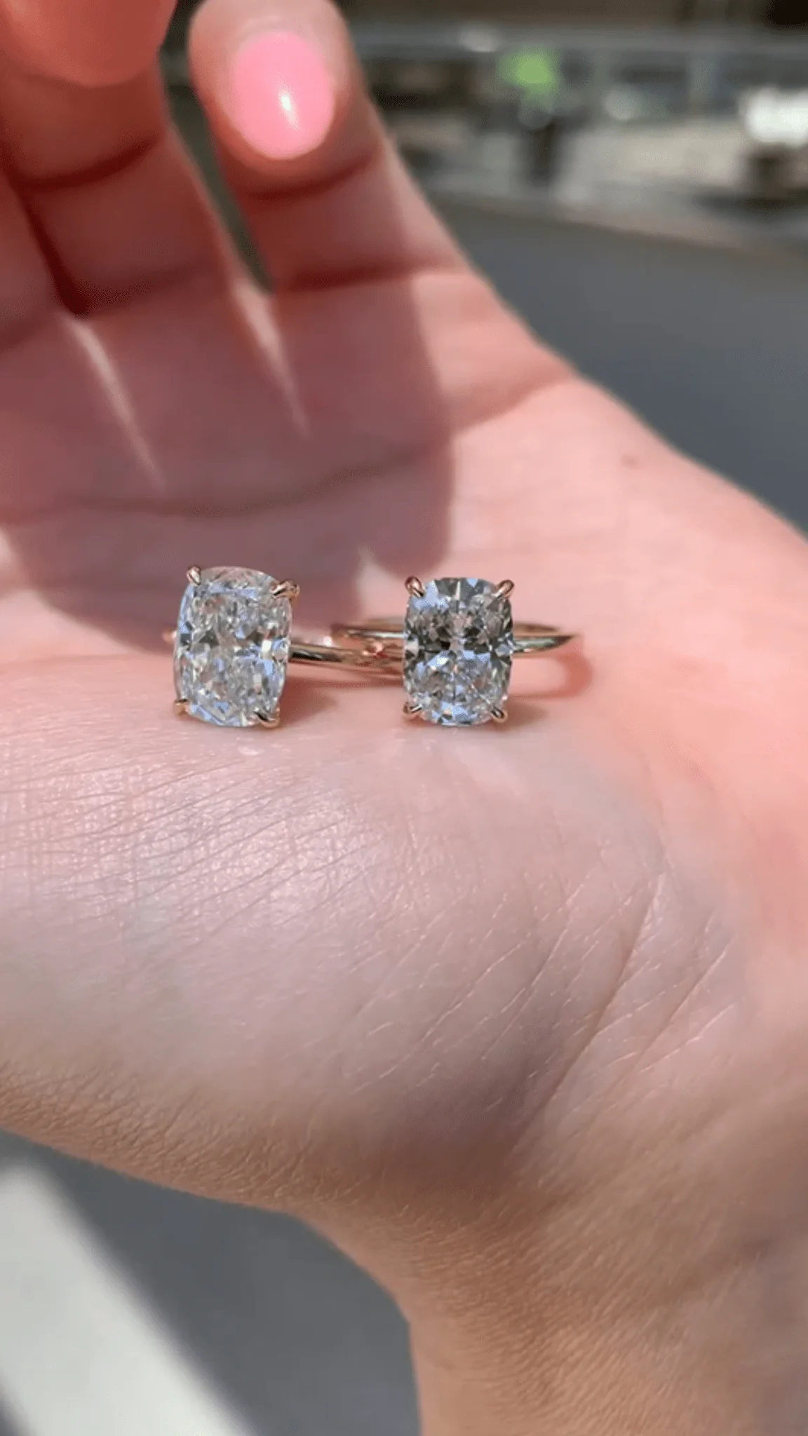 2 Carat Elongated Cushion Cut Two Tone Wedding Ring - Image 4