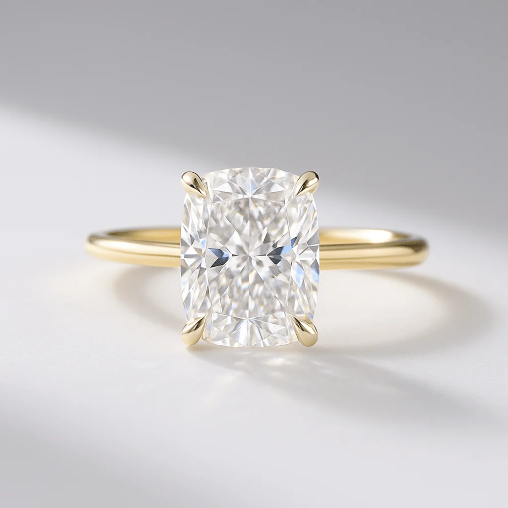 2 Carat Elongated Cushion Cut Two Tone Wedding Ring - Image 6