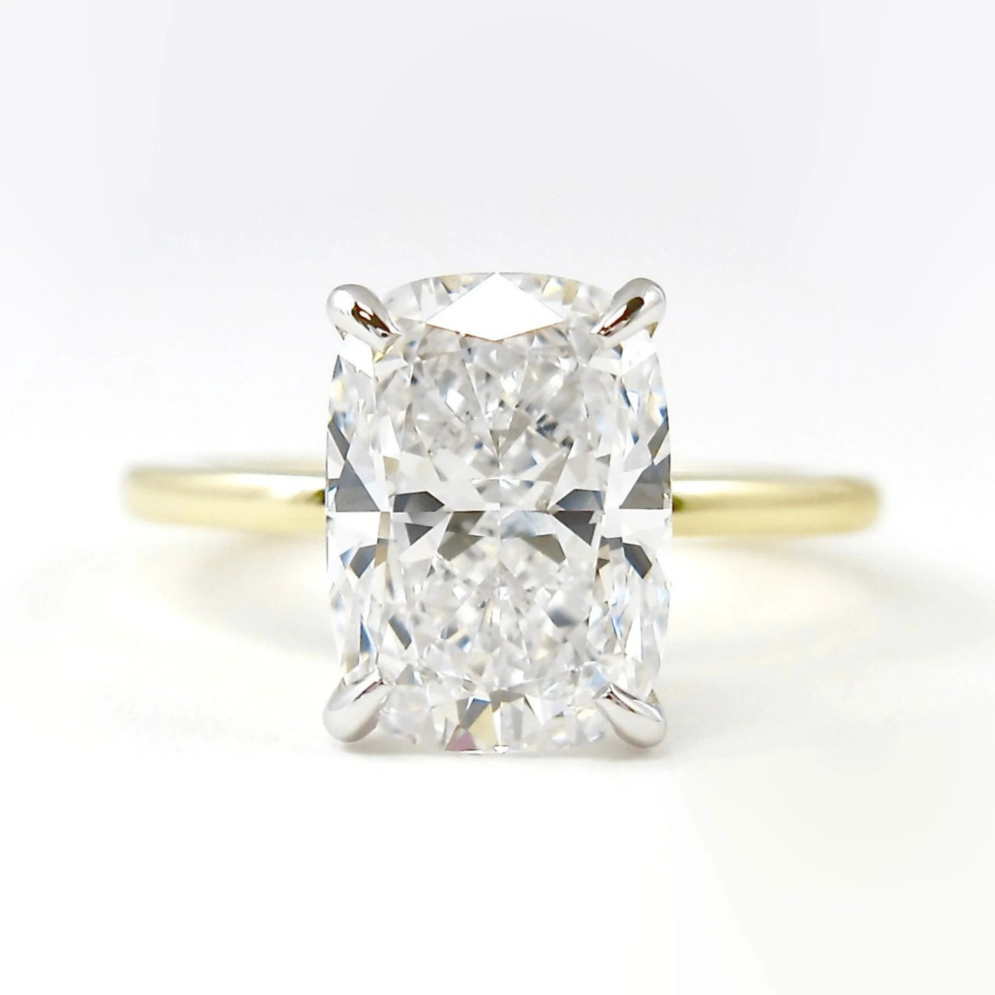 2 Carat Elongated Cushion Cut Two Tone Wedding Ring - Image 7