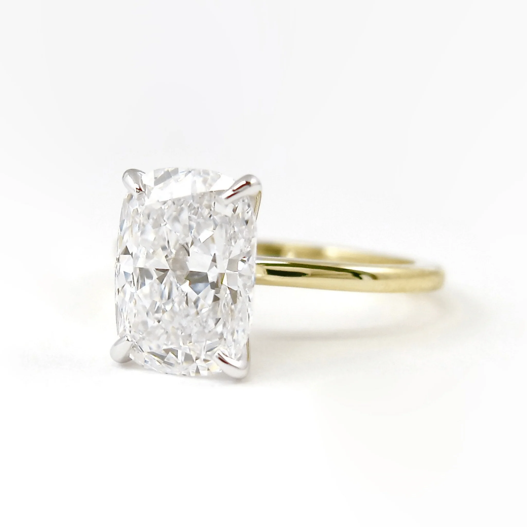2 Carat Elongated Cushion Cut Two Tone Wedding Ring - Image 8