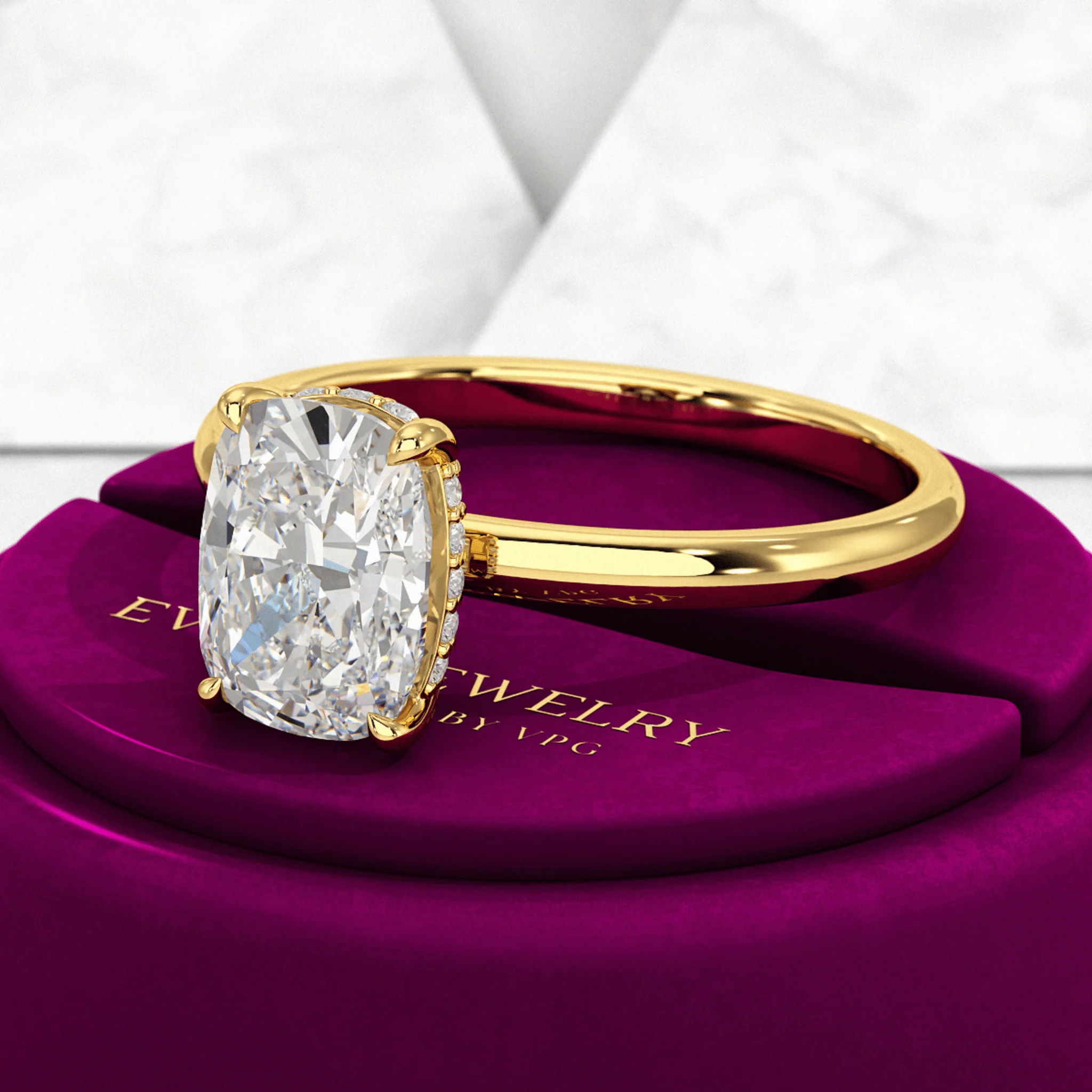 2 Carat Elongated Cushion Diamond Engagement Ring - Image 3