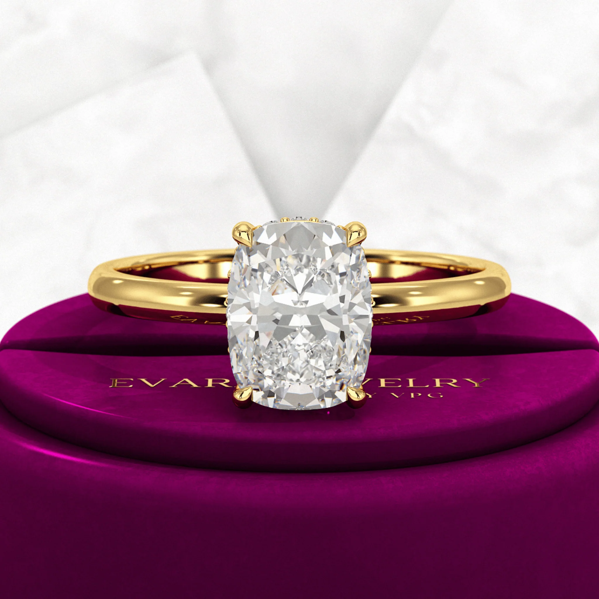 2 Carat Elongated Cushion Diamond Engagement Ring - Image 5