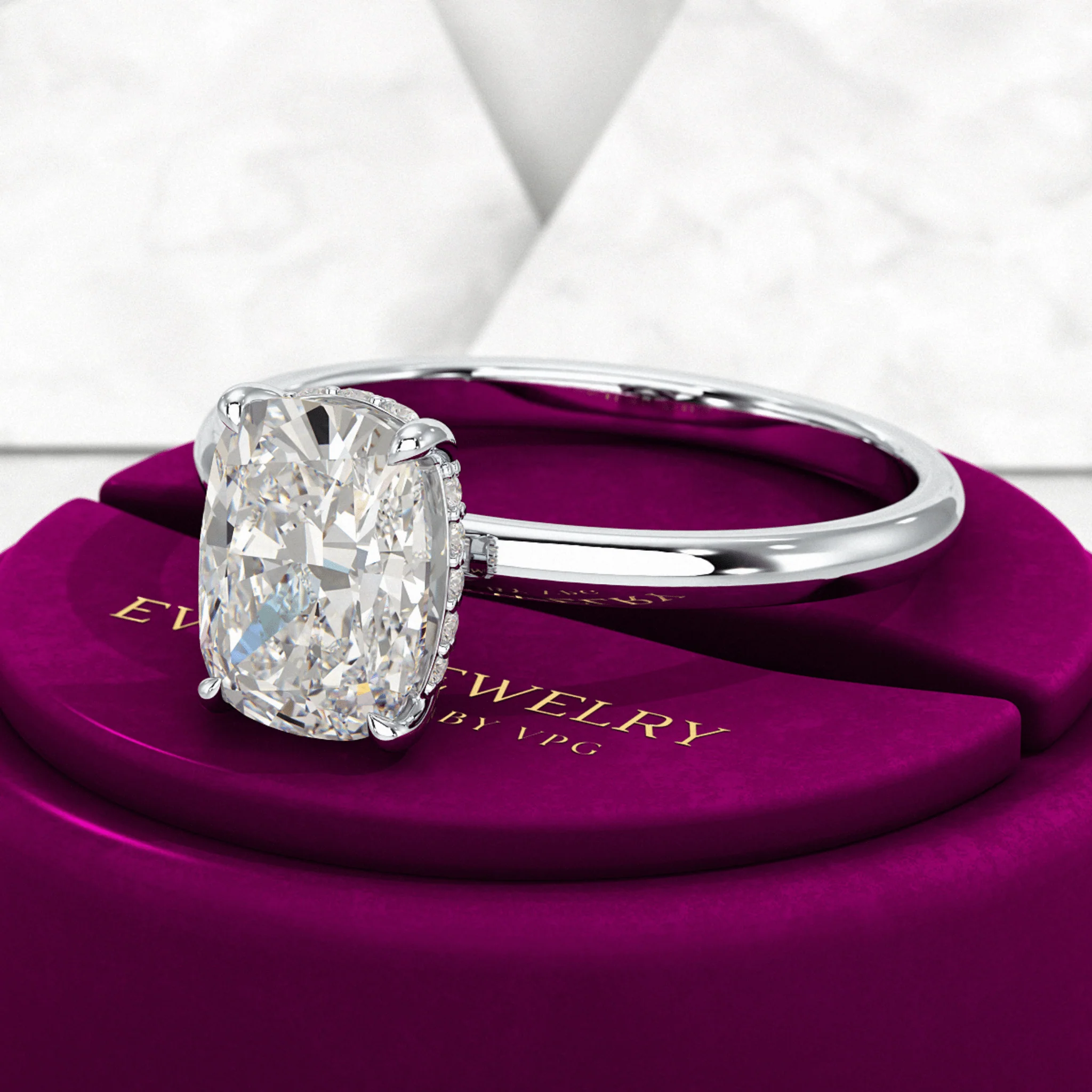 2 Carat Elongated Cushion Diamond Engagement Ring - Image 8