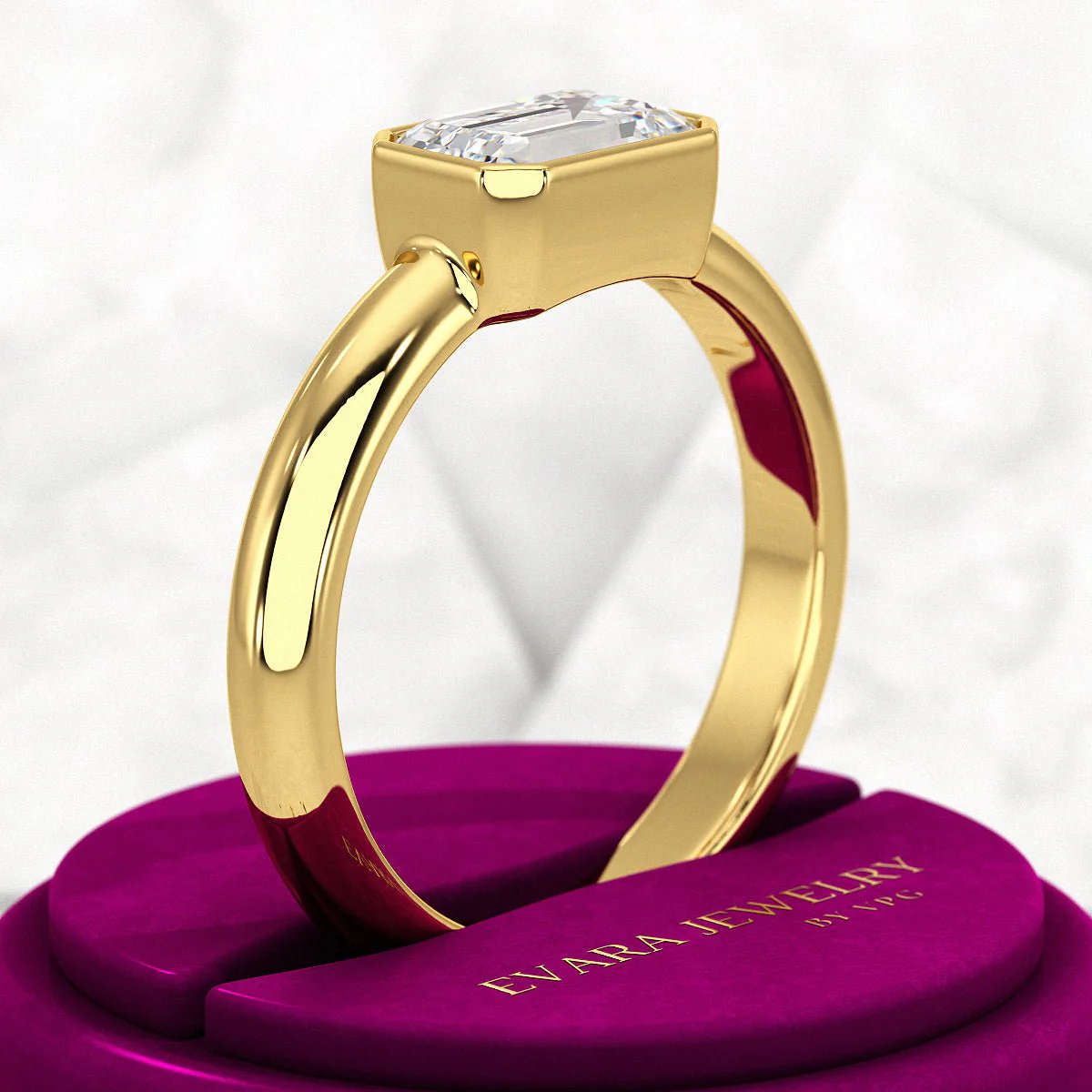 2 Carat Emerald Cut Bezel Set Lab Grown Diamond Solitaire Ring - Image 4