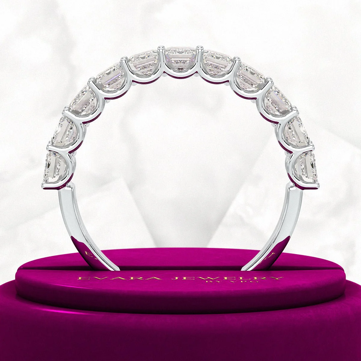 2 Carat Emerald Cut Diamond Narrowed Half Eternity Wedding Band - Image 11