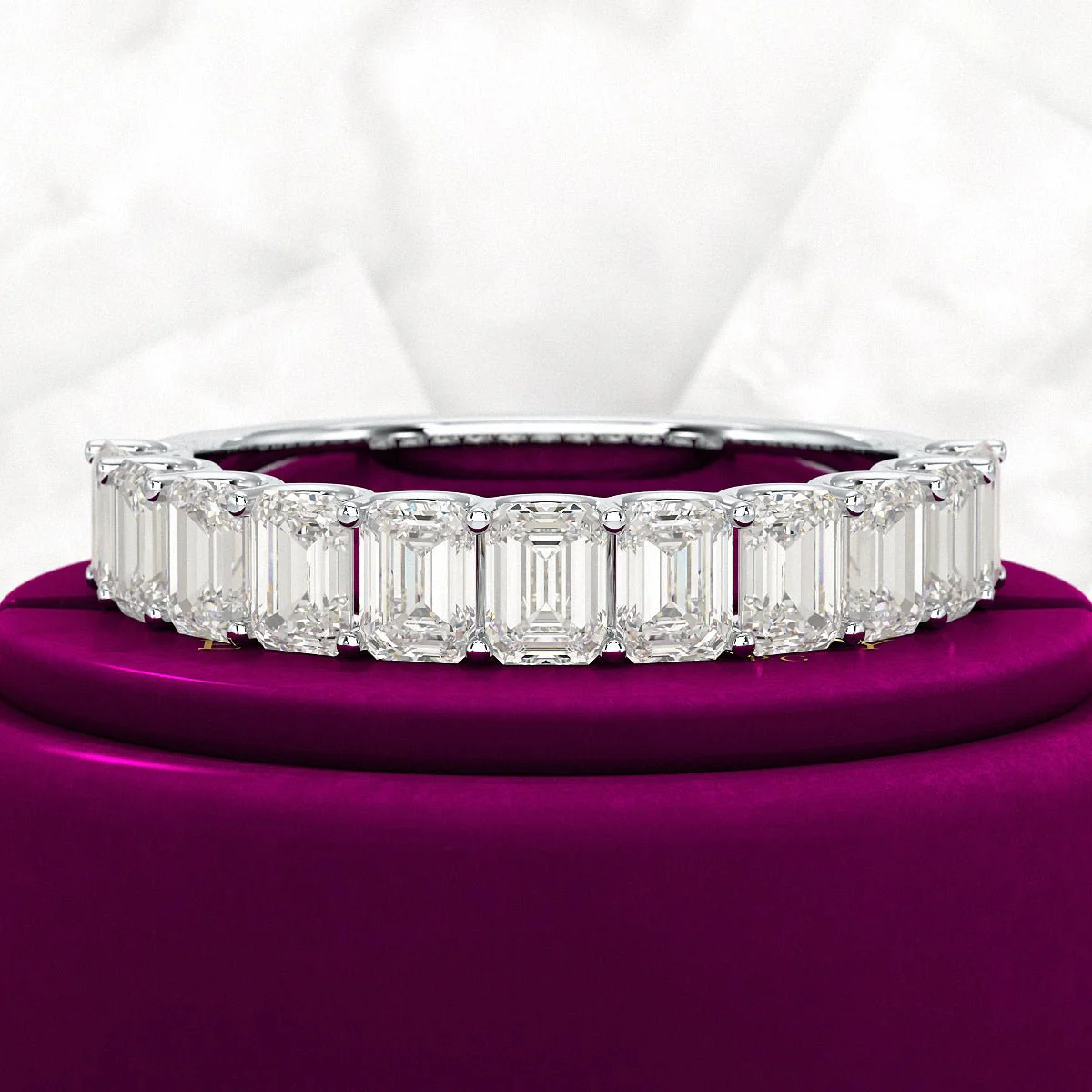 2 Carat Emerald Cut Diamond Narrowed Half Eternity Wedding Band - Image 12