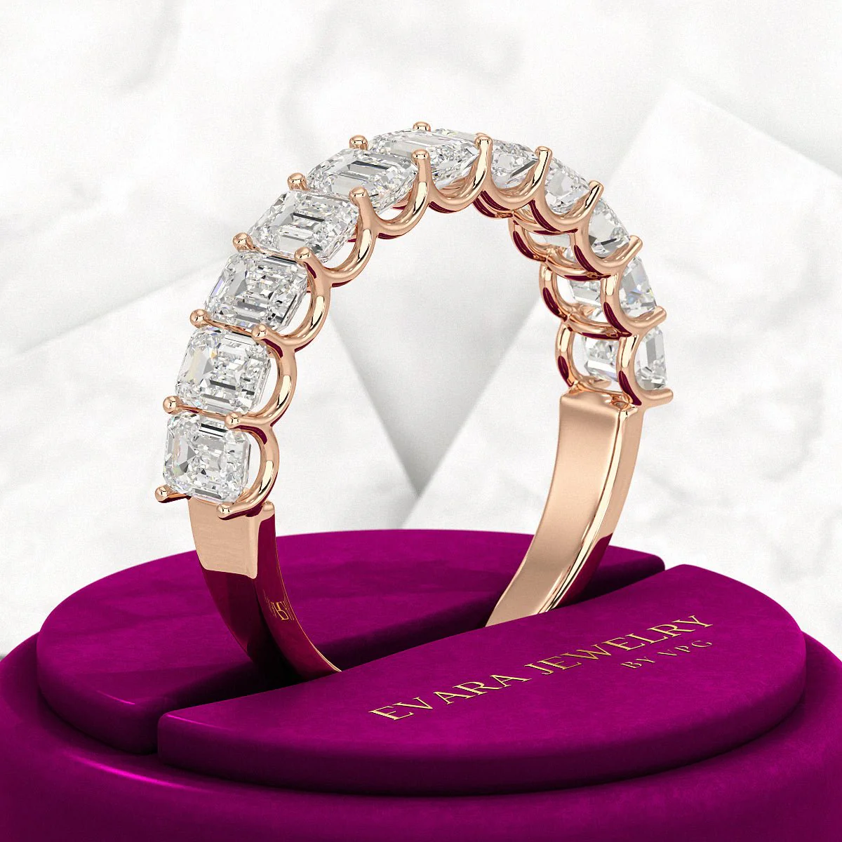 2 Carat Emerald Cut Diamond Narrowed Half Eternity Wedding Band - Image 14