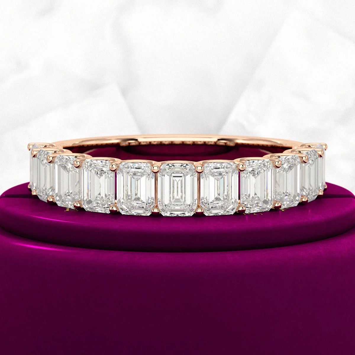 2 Carat Emerald Cut Diamond Narrowed Half Eternity Wedding Band - Image 16