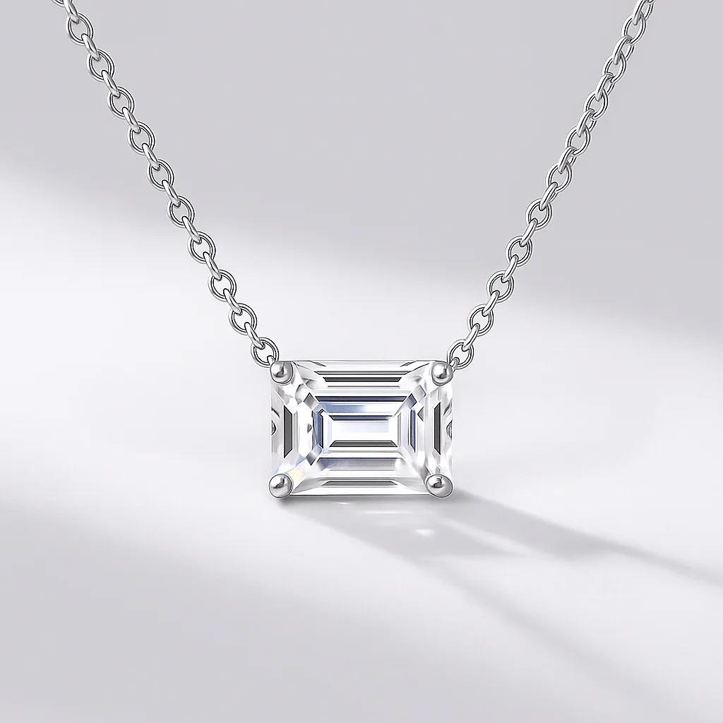 2 Carat Emerald Cut Solitaire Necklace - Image 10