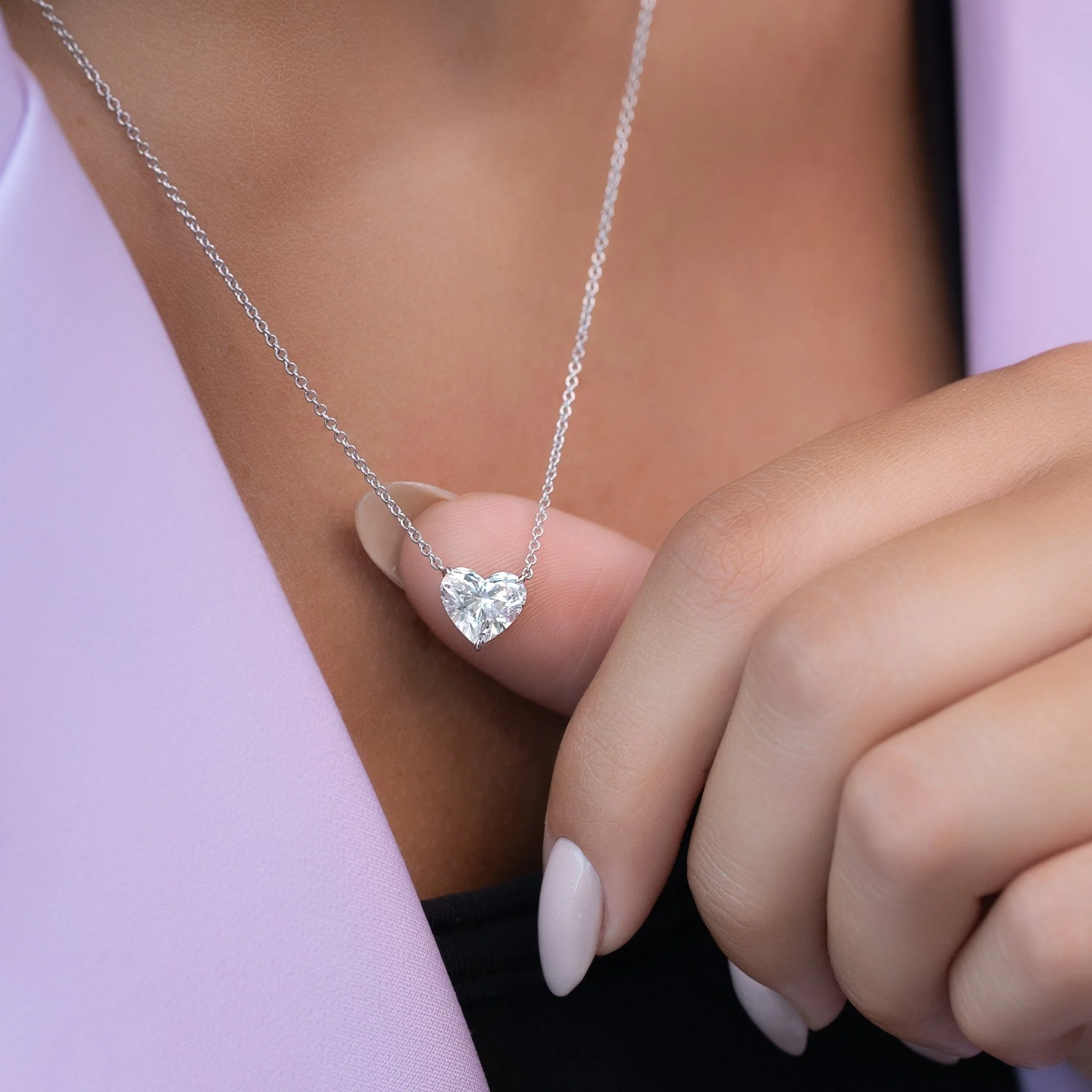 2 Carat Heart Diamond Prong Set Pendant Necklace for Women - Image 2