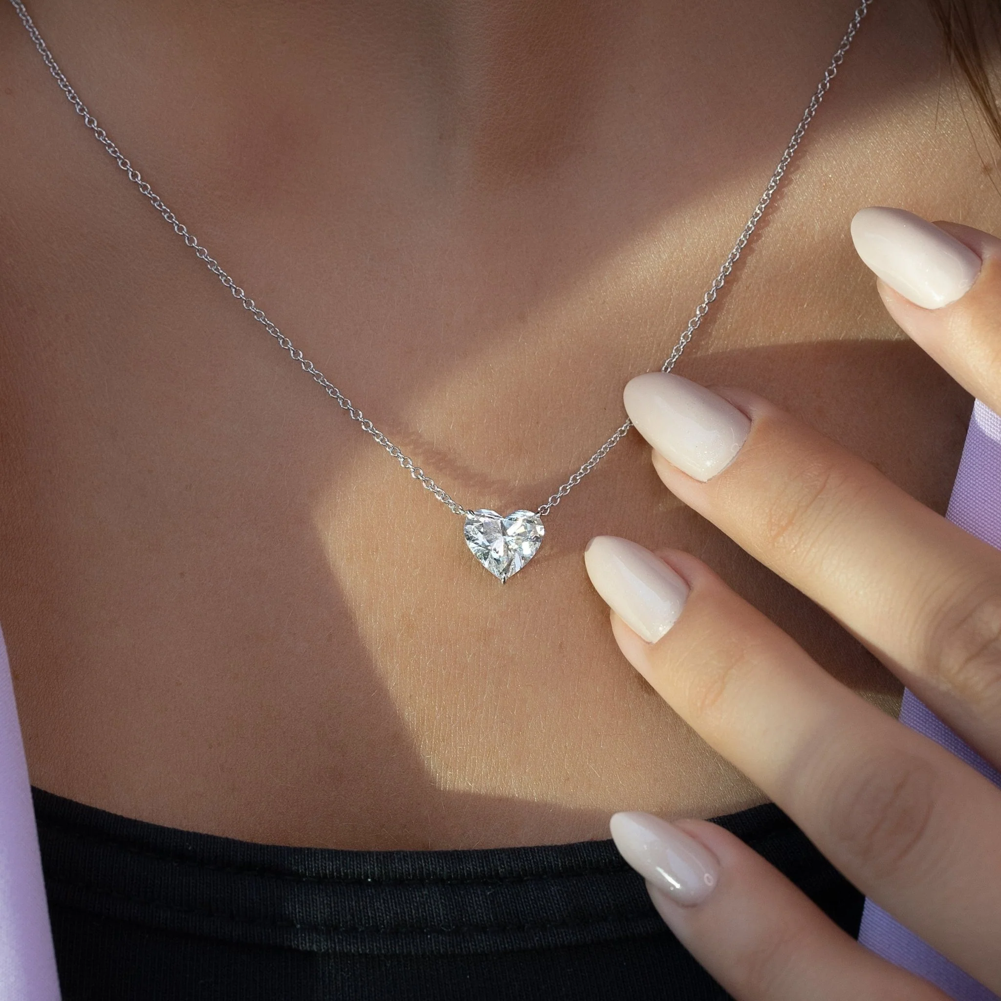 2 Carat Heart Diamond Prong Set Pendant Necklace for Women - Image 3