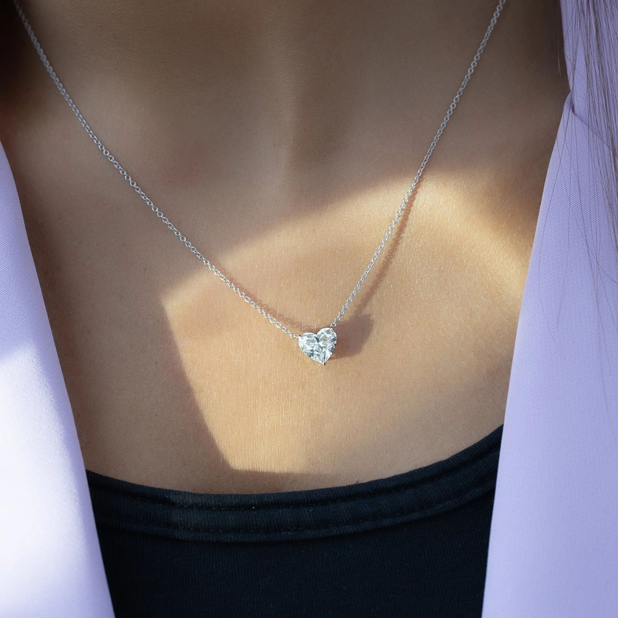 2 Carat Heart Diamond Prong Set Pendant Necklace for Women - Image 5