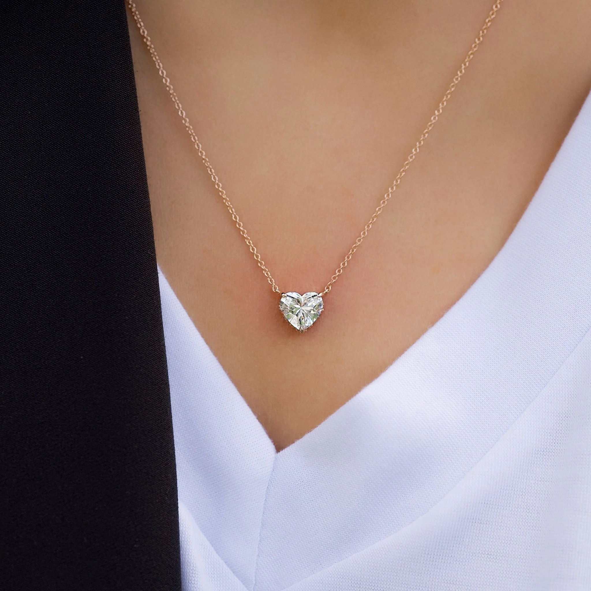 2 Carat Heart Hidden Halo Diamond Solitaire Pendant Necklace - Image 2
