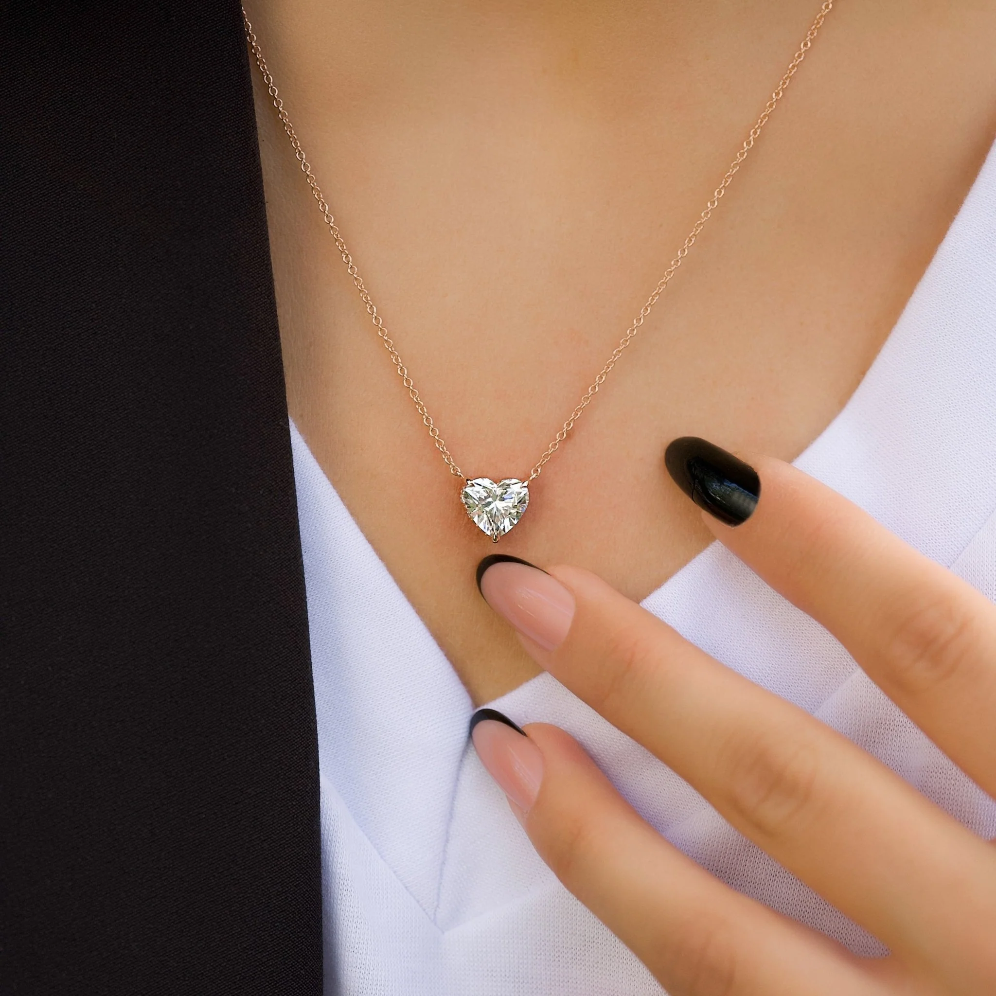 2 Carat Heart Hidden Halo Diamond Solitaire Pendant Necklace - Image 3