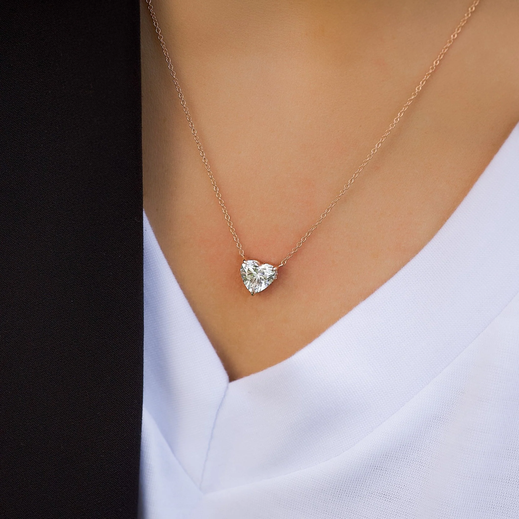 2 Carat Heart Hidden Halo Diamond Solitaire Pendant Necklace - Image 4