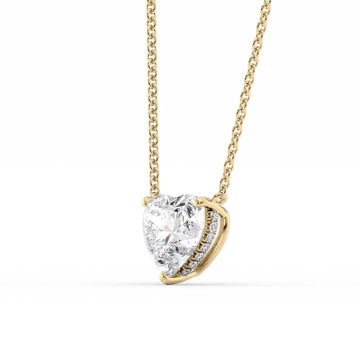 2 Carat Heart Hidden Halo Diamond Solitaire Pendant Necklace - Image 5