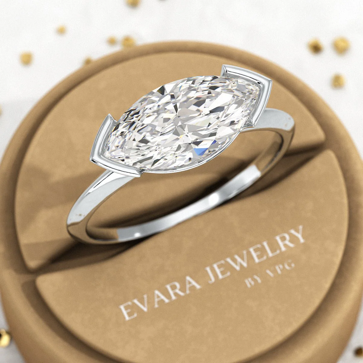 2 Carat Marquise Cut East West Diamond Proposal Ring - Image 10
