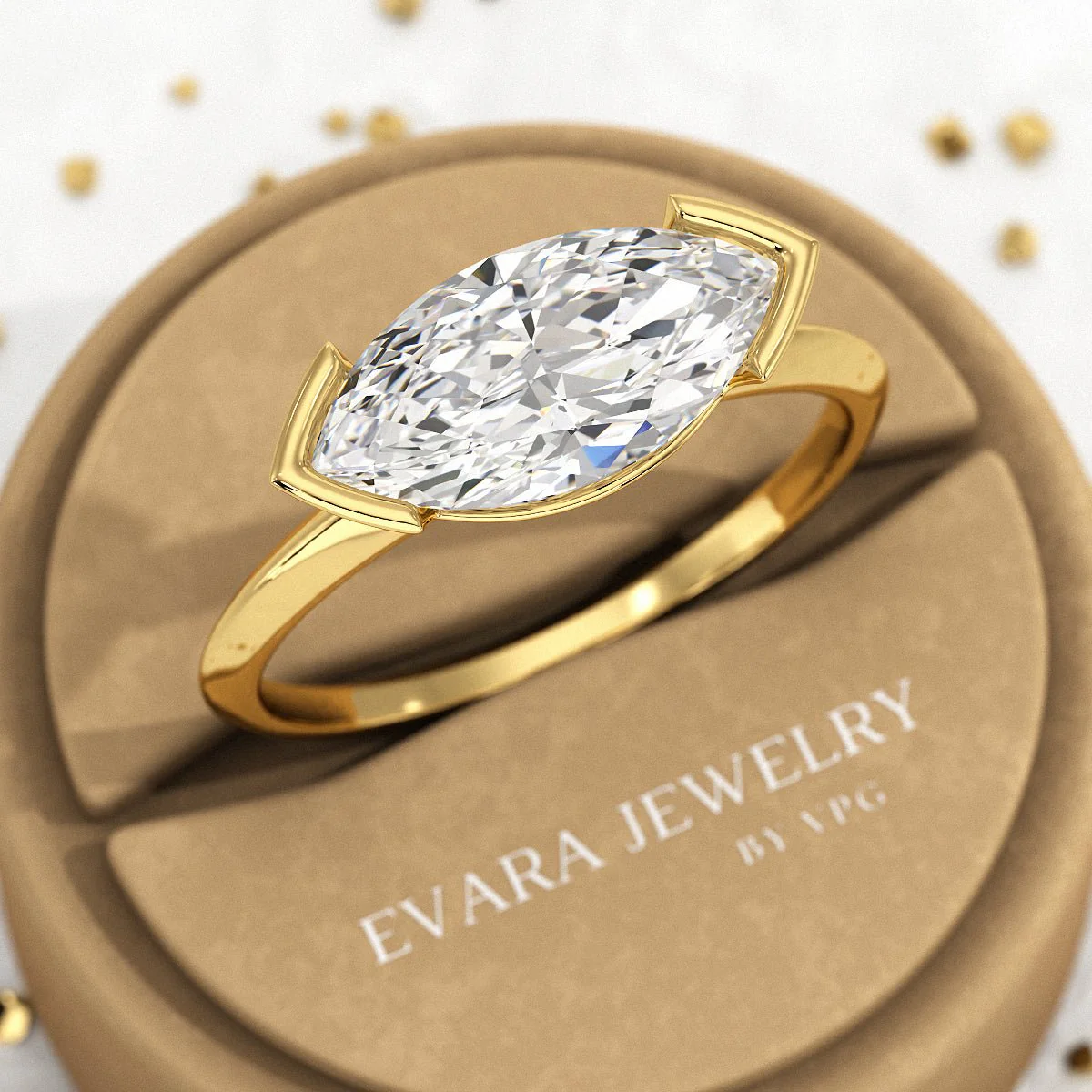 2 Carat Marquise Cut East West Diamond Proposal Ring - Image 4