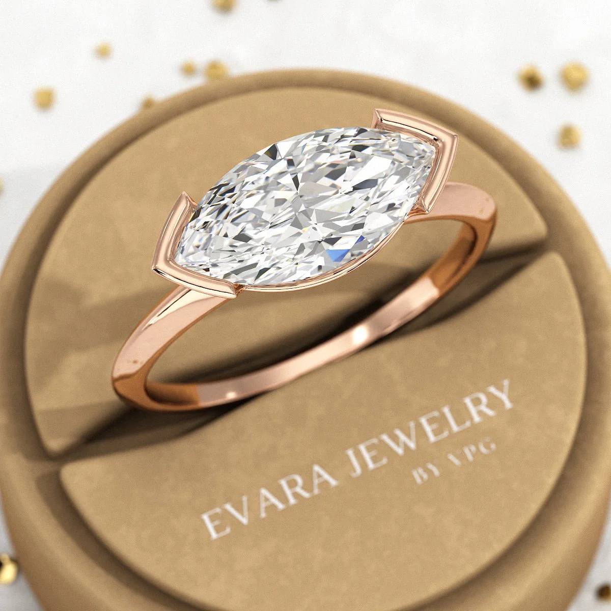 2 Carat Marquise Cut East West Diamond Proposal Ring - Image 8