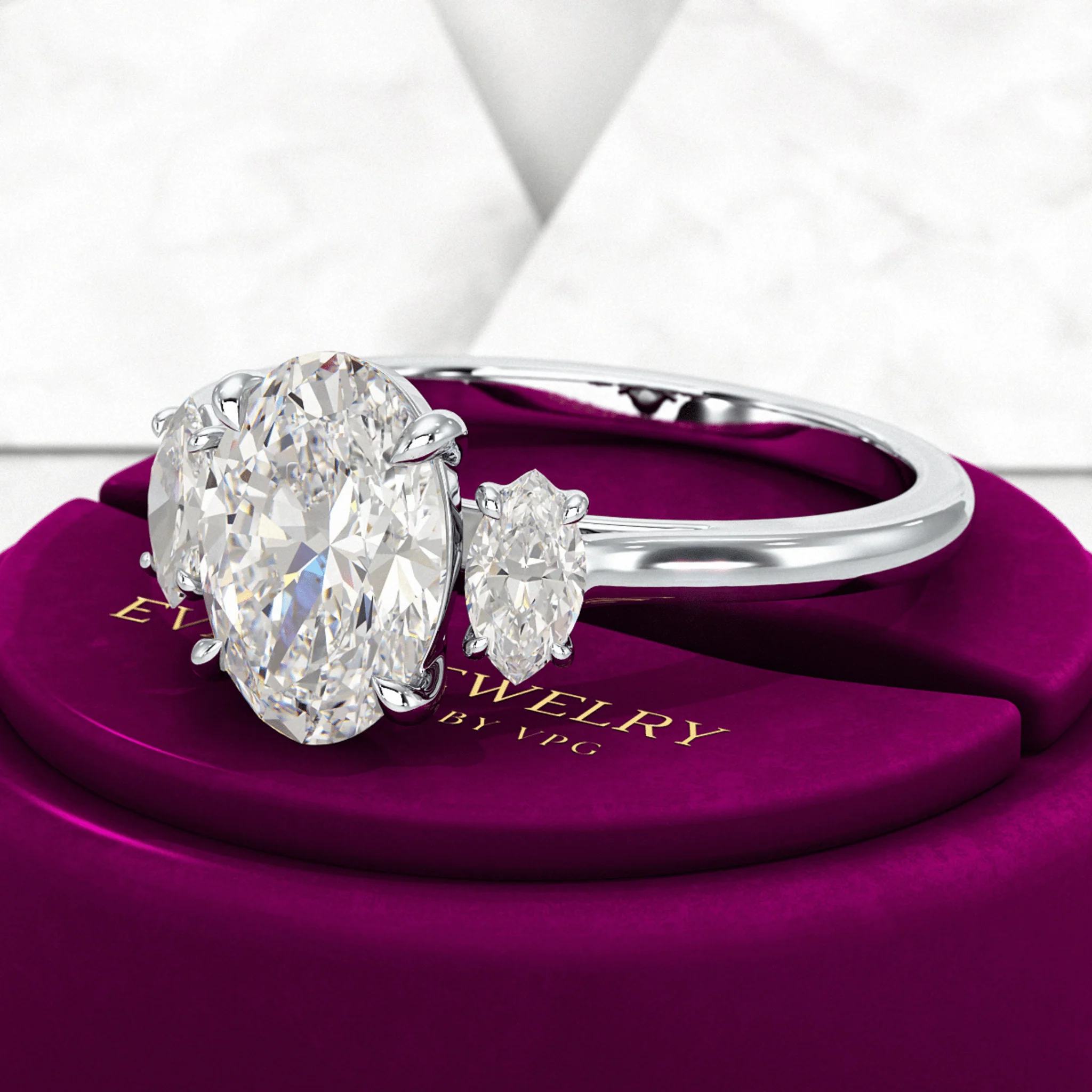 2 Carat Oval Cut Art Deco Engagement Ring - Image 6