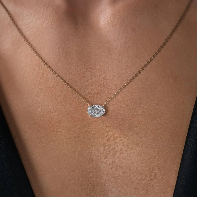 2 Carat Oval Cut Diamond Pendant Necklace for Women - Image 3