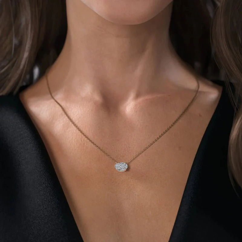 2 Carat Oval Cut Diamond Pendant Necklace for Women - Image 4